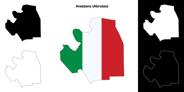 Avezzano, Abruzzo outline map set vector