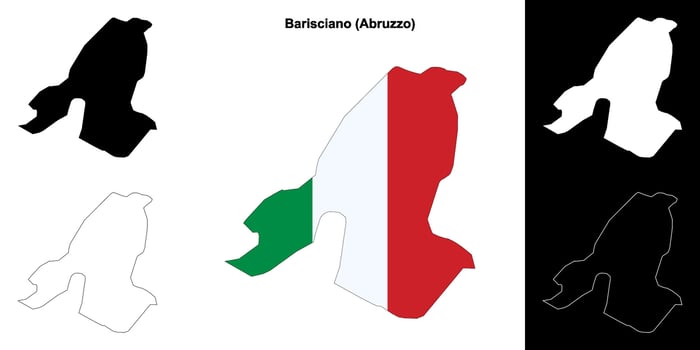Barisciano, Abruzzo outline map set vector