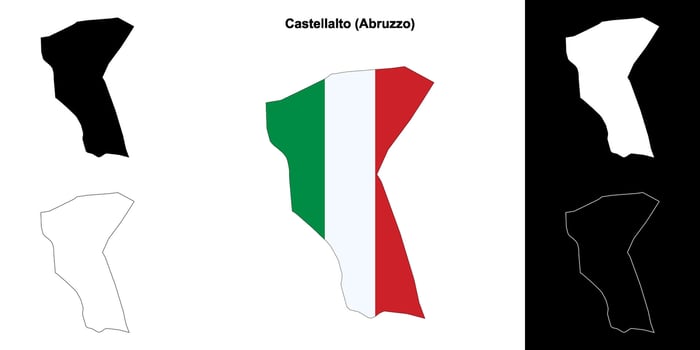 Castellalto, Abruzzo outline map set vector