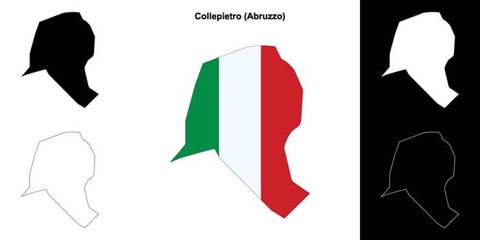 Collepietro, Abruzzo outline map set vector