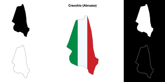 Crecchio, Abruzzo outline map set vector
