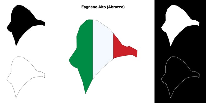 Fagnano Alto, Abruzzo outline map set vector