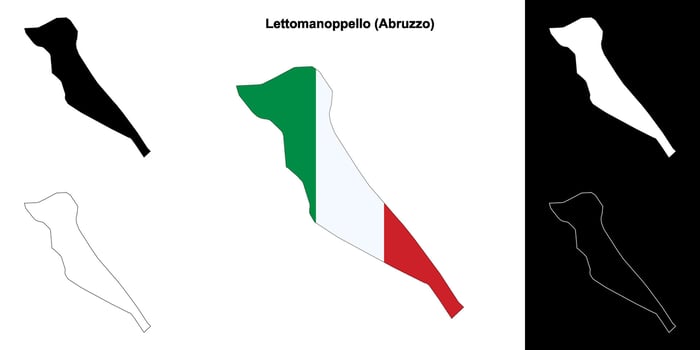 Lettomanoppello, Abruzzo outline map set vector