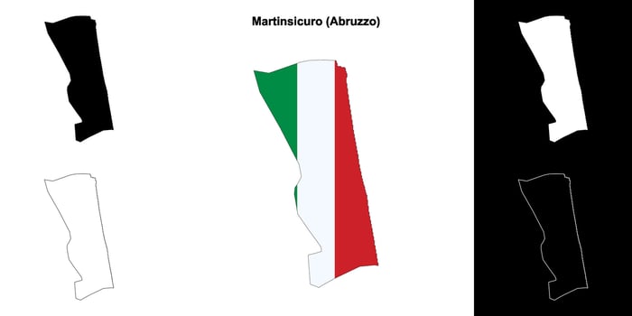 Martinsicuro, Abruzzo outline map set vector