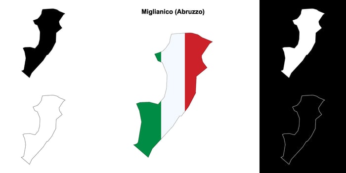 Miglianico, Abruzzo outline map set vector