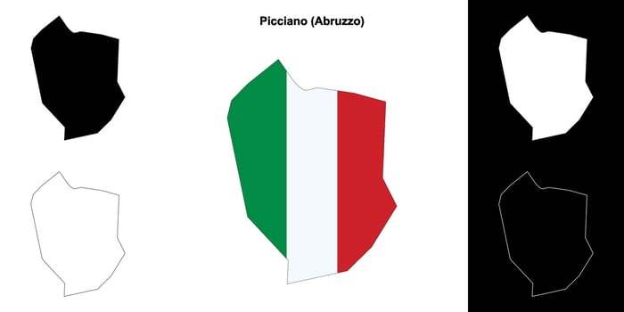 Picciano, Abruzzo outline map set vector