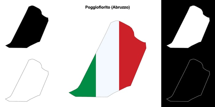 Poggiofiorito, Abruzzo outline map set vector