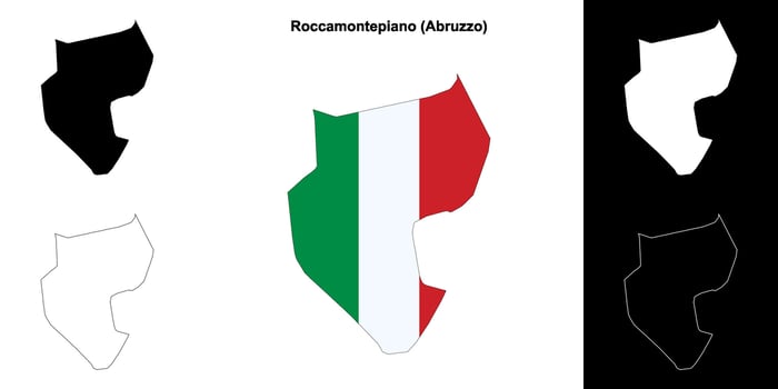 Roccamontepiano, Abruzzo outline map set vector