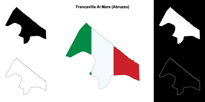 Francavilla Al Mare, Abruzzo outline map set vector