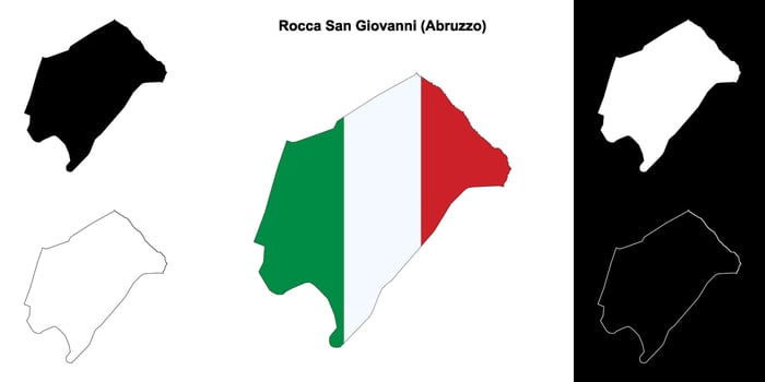 Rocca San Giovanni, Abruzzo outline map set vector
