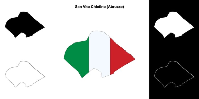 San Vito Chietino, Abruzzo outline map set vector