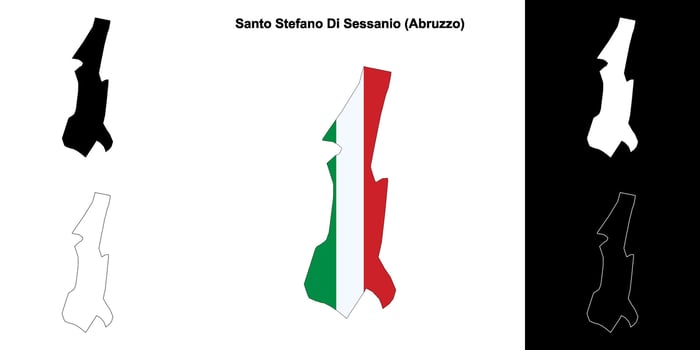 Santo Stefano Di Sessanio, Abruzzo outline map set vector