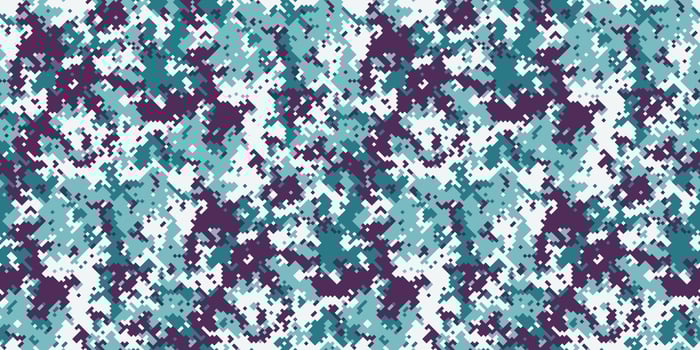 Abstract digital camouflage pattern in teal, purple, and white. Perfect for backgrounds, textiles, or fashion designs. vector