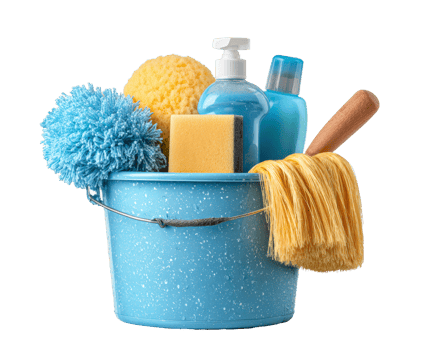 Cleaning supplies for effective home care and maintenance tasks png