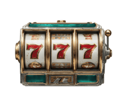 Vintage slot machine with lucky sevens and colorful design png