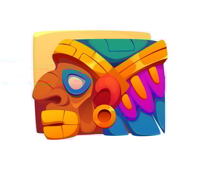 Aztec Inca Maya Mexican game icon of tribal face vector