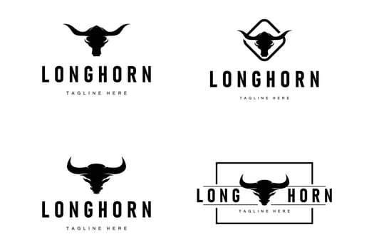 long horn logo illustration design valor horn with black silhouette icon template vector