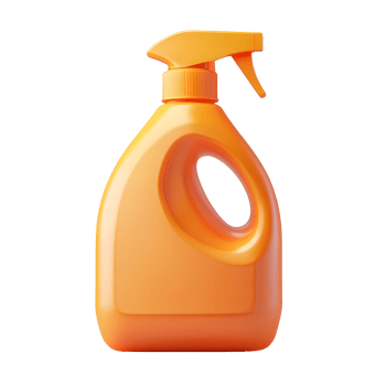 3D orange spray bottle, perfect for cleaning or household themes. png