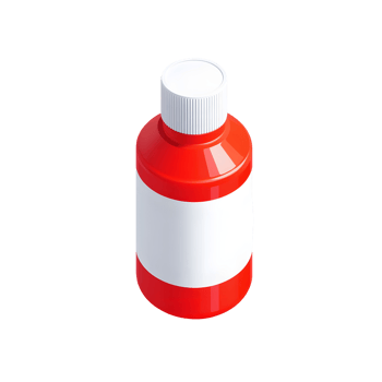 3D icon of a red and white cleaning bottle, simple hygiene product for home use. png