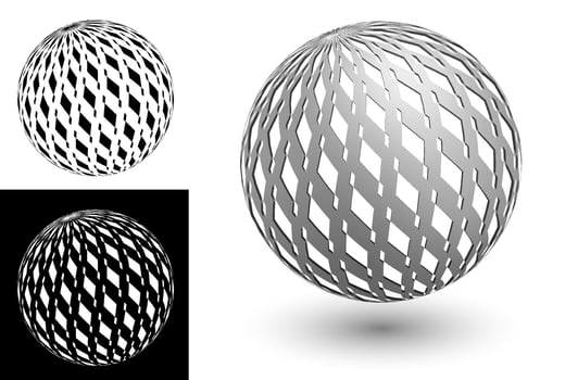 decorative sphere with abstract geometric rhombus ornament. Design element for banner decoration. Easy to edit color. Isolated black and white image vector