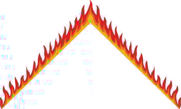 Fire Frame Border. Isolated on White Background. vector