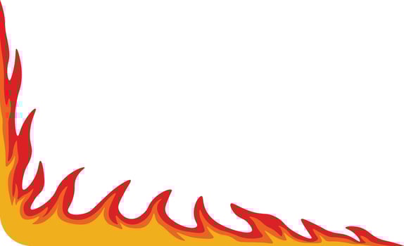 Fire Frame Border, Isolated on White Background, vector