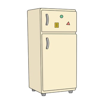 Hand drawn kids drawing illustration fridge flat cartoon isolated vector