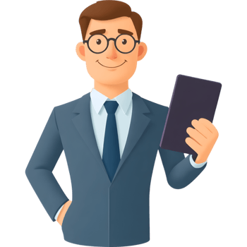 Smiling Man Holding Digital Tablet png