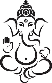 the hindu god ganesha is shown in a black and white drawing vector