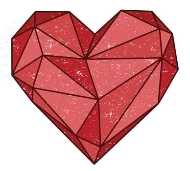 The red gemstone heart symbol. vector