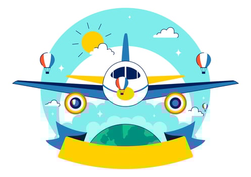 Aviation Heritage Art for National Aviation Day with Aircraft and Clouds vector