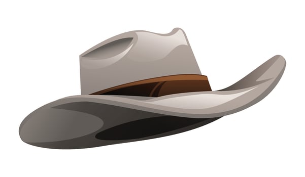 Cowboy hat with brown band, vintage western apparel icon. Cartoon illustration vector