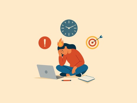 Work Burnout and Deadline Pressure Impacting Mental Focus and Productivity. vector
