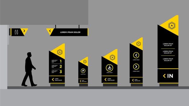 Exterior and interior signage concept vector