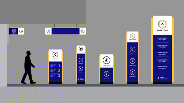 Design Exterior and interior signage and traffic signage vector
