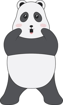 Cute Panda Character, Isolated on White Background vector
