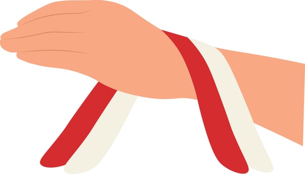 Hands Holding the Indonesian Flag on White Background. vector