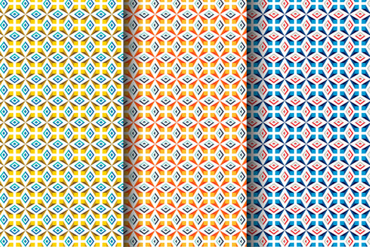 collection of Colorful red orange blue aztec striped ornaments geometric ethnic seamless pattern background vector