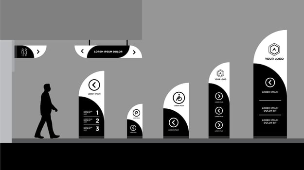 Pylon Signage and Wayfinding Designs for Buildings and Parking Areas vector