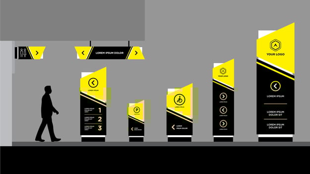 Business Exterior and interior signage pylon vector