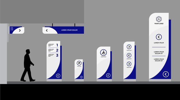 mockup set Direction signs Exterior and interior vector