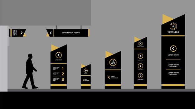 Exterior and interior signage gold vector