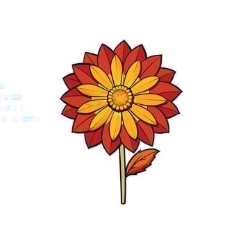 Stylized red and yellow flower blossom on a white background vector