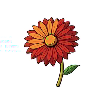 Vibrant red and orange gerbera daisy illustration on white vector