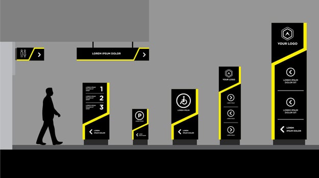 Modern Signage System Design black and yellow vector