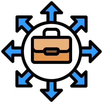 Briefcase Job Outline Flat Design Style Icon, Outline Flat Design Style Icon Symbol vector