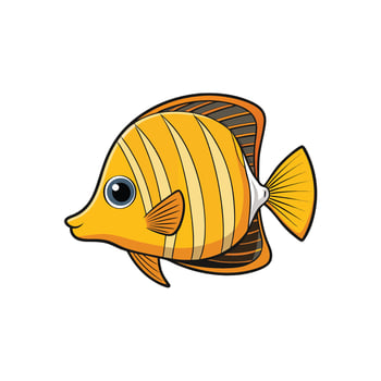 Stylized Yellow Tang Fish Swimming Isolated on White Background vector