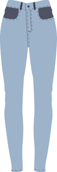 Blue skinny jeans with dark pockets and front buttons. Casual female clothing item on white background. Suitable for fashion designs, catalogs and wardrobe visuals vector