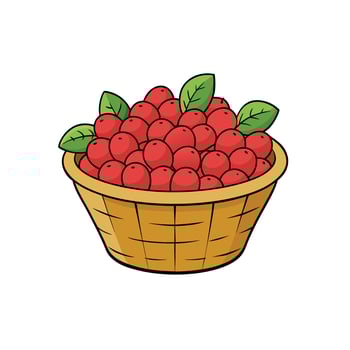 Cartoon illustration of a basket full of ripe berries vector