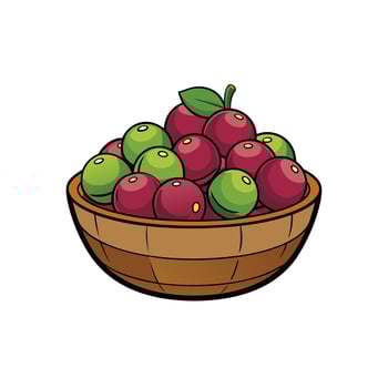 Basket overflowing with ripe green and red tropical fruits vector